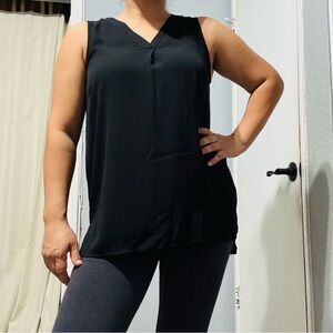 Pleione Women Black Sleeveless Relaxed Business Casual Tank Top‎ Size S Made USA